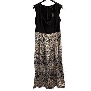 AX‎ Paris Curve 2 In 1Jumpsuit Womens 16 Black Leopard Wide Leg Party Cocktail